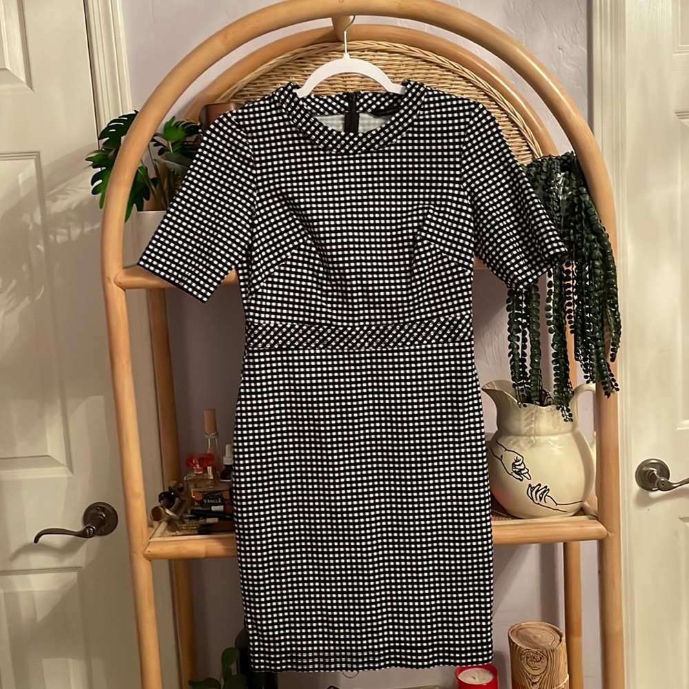 Banana Republic S fitted gingham dress